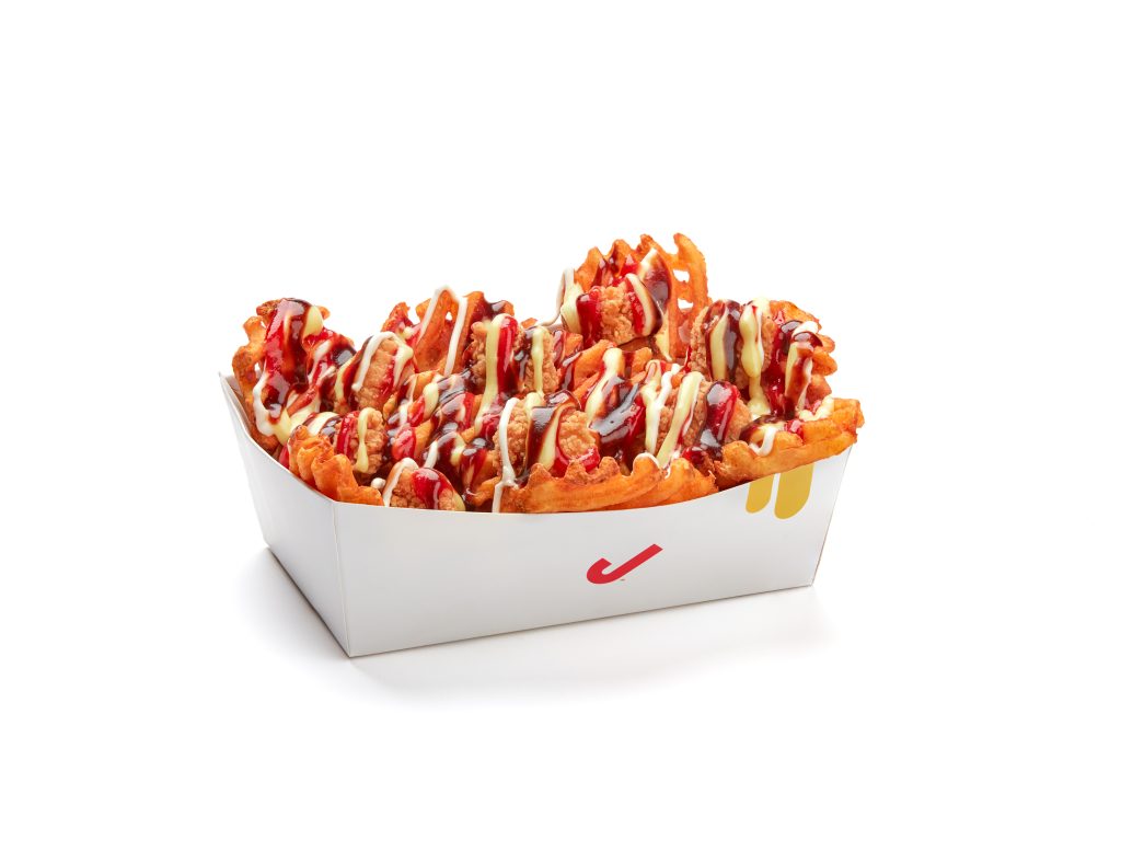 Loaded Waffle Fries Chicken And BBQ Sauce